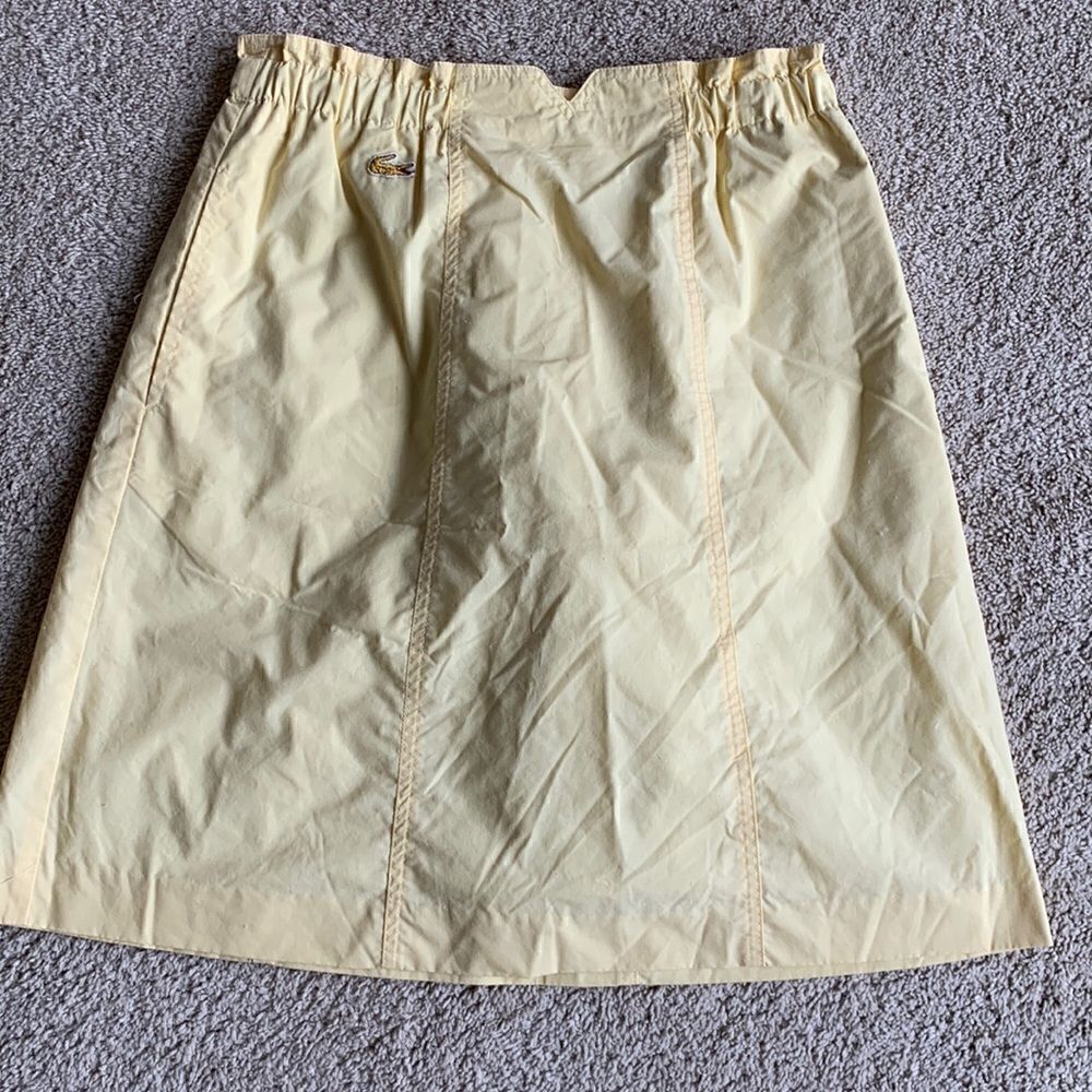 Vintage Lacoste yellow preppy skirt skort‎ cotton elastic waist, size 12
